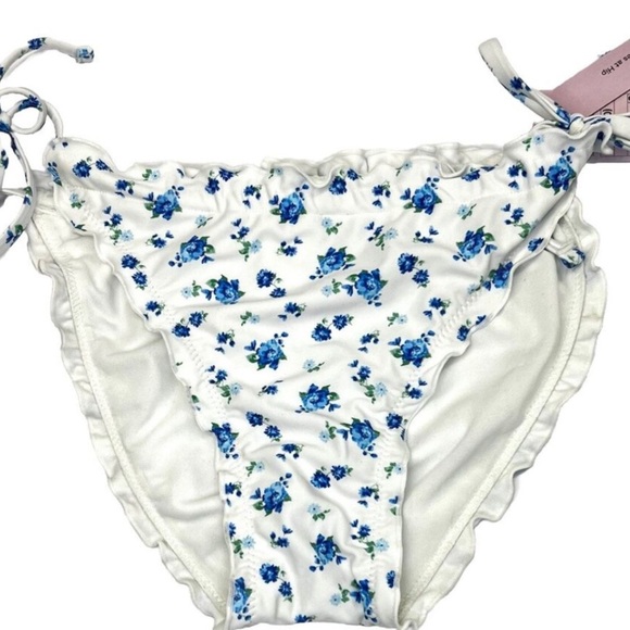 Wild Fable Floral Bikini Bottoms White Blue Print Size Large NWT - Picture 4 of 7